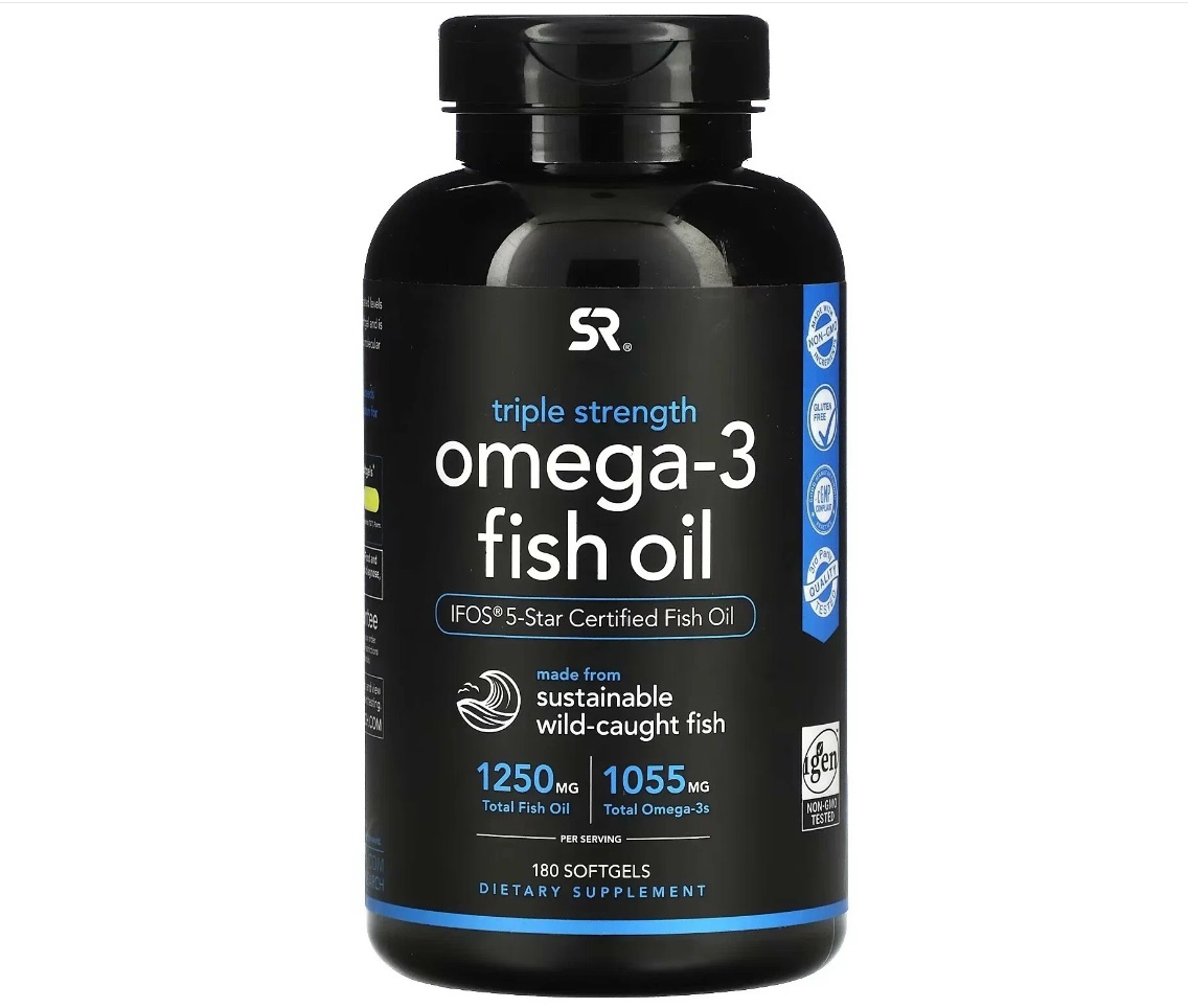 Американские витамины Sports Research Omega-3 Fish Oil