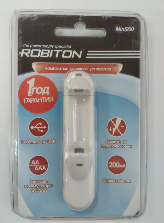Зарядка для аккумулятора от USB Robiton Mini200
