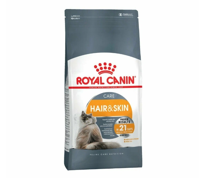 Корм для кошки премиум класса Royal Canin Hair&Skin для здоровья кожи и блеска шерсти