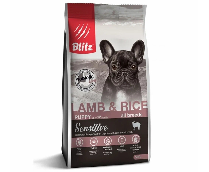 Сухой корм для собак средних пород Blitz Sensitive Puppy Lamb & Rice